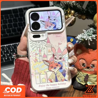 เหมาะสําหรับOPPO Reno16F 16Pro 16C 15F 15ProMax 14F 14Pro 13F 13Pro 12F 12Pro 11F 11Pro 10Pro 8T 8Z 7Z 6Z Zootopia Judyดอกไม้ไฟกระจกขาตั้งกันกระแทกTPUโทรศัพท์Cnick