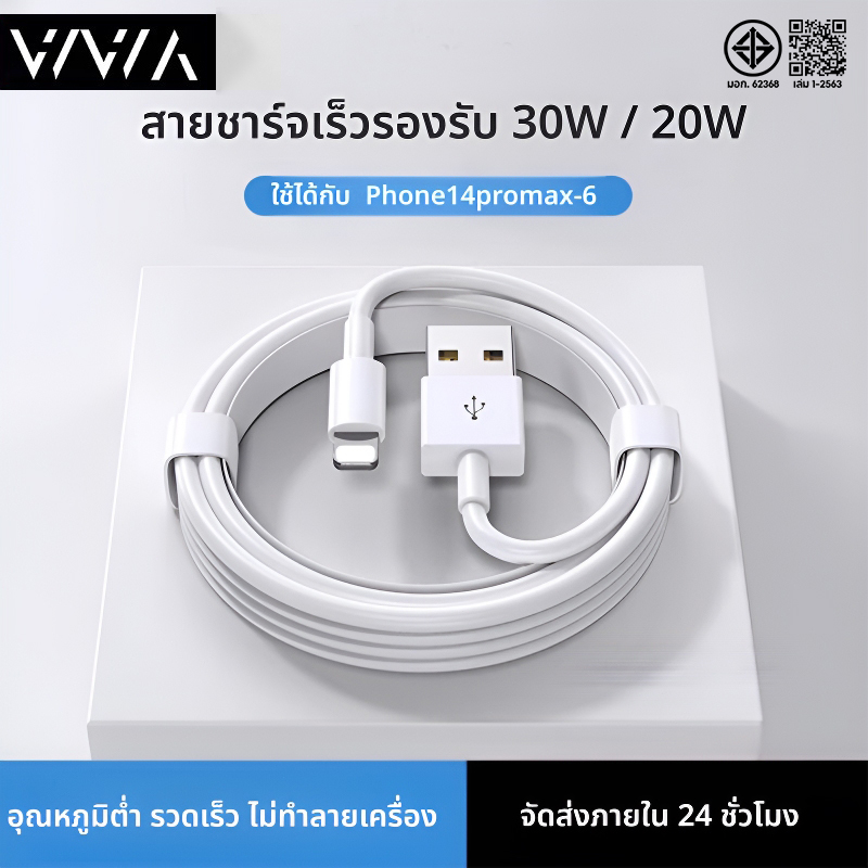 สายชาร์จ USB-C 1/1 .5/2m PD 5W/20W เข้ากันได้กับ Phone 5-14 Pro Max Pad Air【 1 ปี】