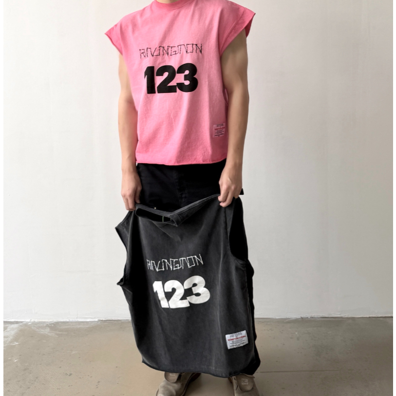 GUOGUO新款 RRR123 x 复古 Tilt แขน-ตัดเสื้อยืด剪เสื้อยืด