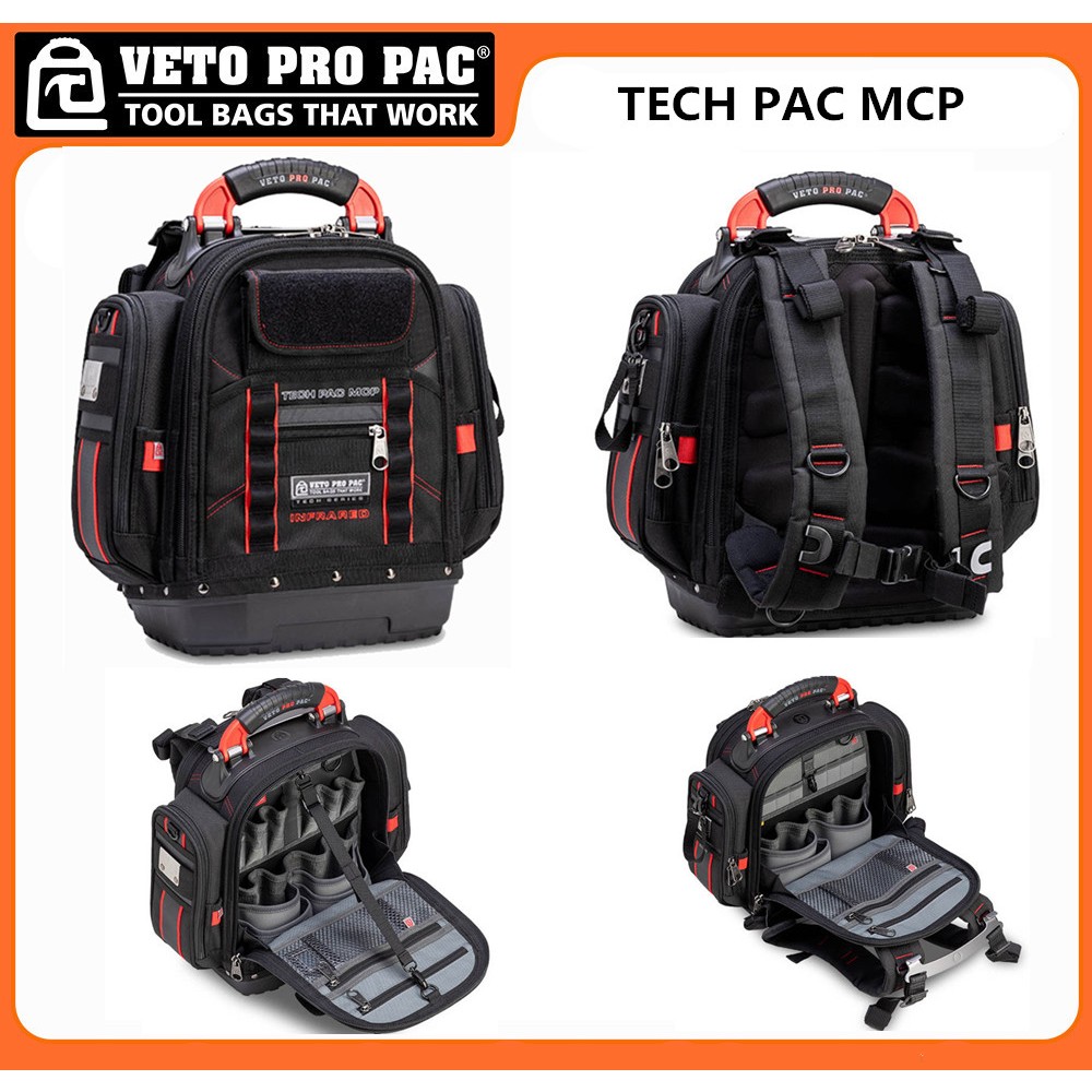 VETO PRO PAC TECH PAC MCP กระเป๋าเป้สะพายหลังกระเป๋าเครื่องมือระดับไฮเอนด์, ซ่อมกระเป๋าเครื่องมือช่า
