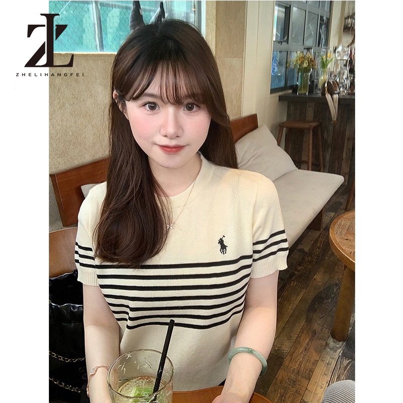 ZHELIHANGFEI  วินเทจลมลายเสื้อถักผู้หญิงเย็บปักถักร้อยรูปแบบบางพอดีด้านบน