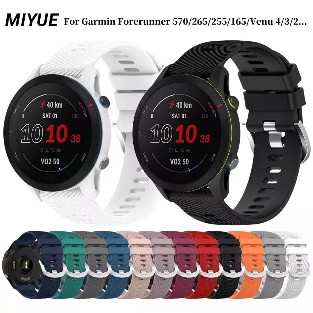 สายรัดซิลิโคนสําหรับผู้เบิกทาง Garmin 70/170/570/265/255/745/245/165/168 สําหรับ Garmin vivoactive 5/4/3/Venu4 45 มม.41 มม./3/3S/2/2S สร้อยข้อมือสายรัดข้อมือสร้อยข้อมือกีฬาสายนาฬิกาอัจฉริยะ