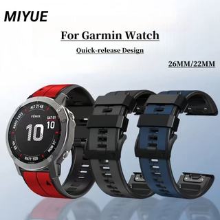สายซิลิโคนสําหรับ Garmin Fenix E/8/7X/6X/Tactix8/7 สายนาฬิกา Forerunner 970/965/955/265 Quick Release Band Descent MK3/Instinct 3/2X เปลี่ยนสร้อยข้อมือ Garmin นาฬิกาสายรัดข้อมือ