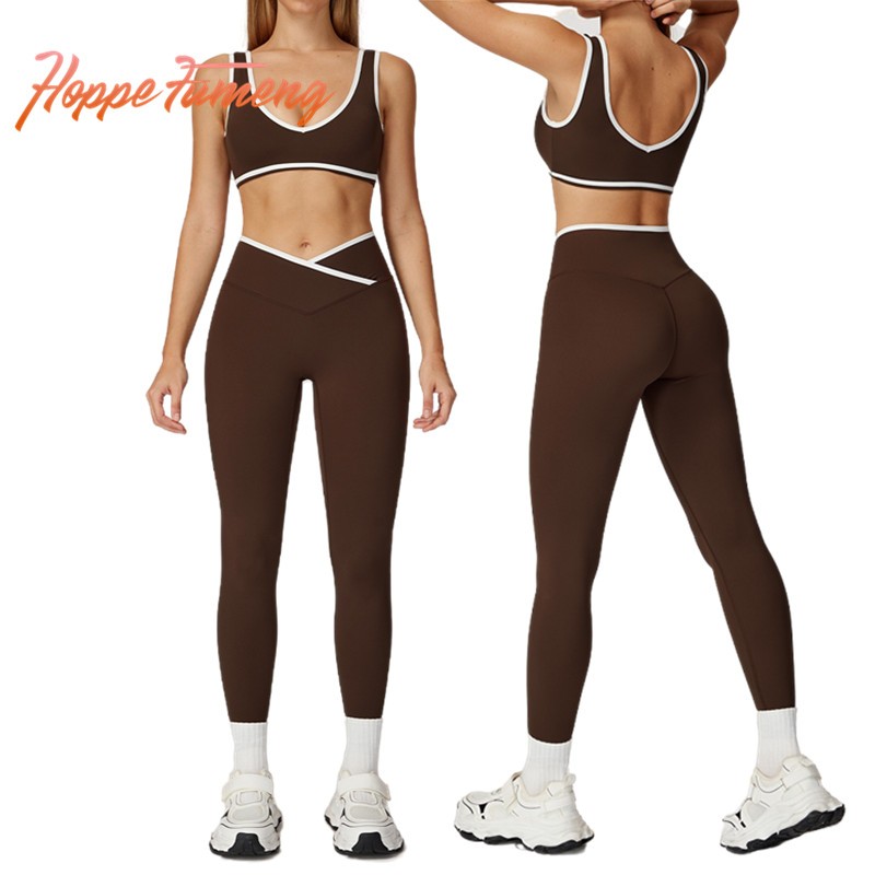 ชุดสปอร์ตบราบุนวมและกางเกงโยคะเอวสูงสำหรับผู้หญิง