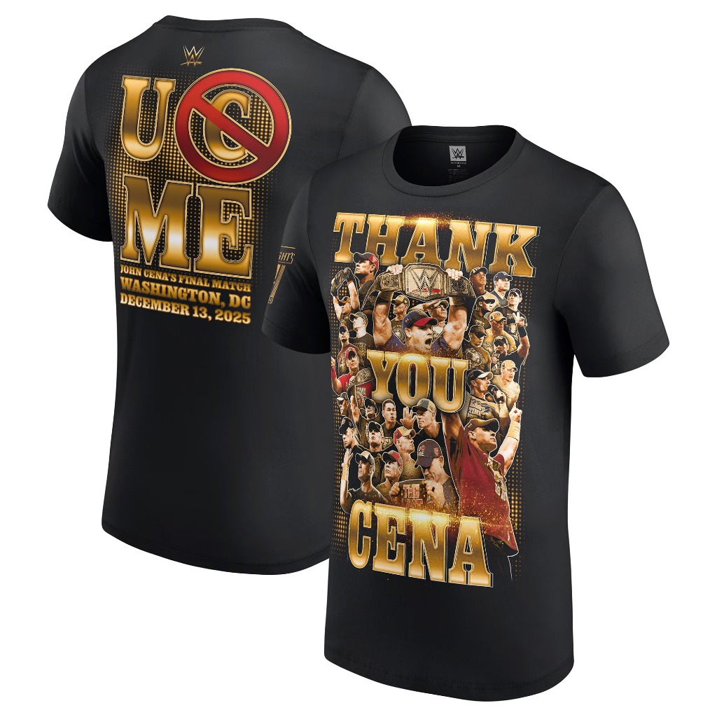 เสื้อยืดผู้ชาย Black John Cena ขอบคุณเสื้อยืด Cena Gold
