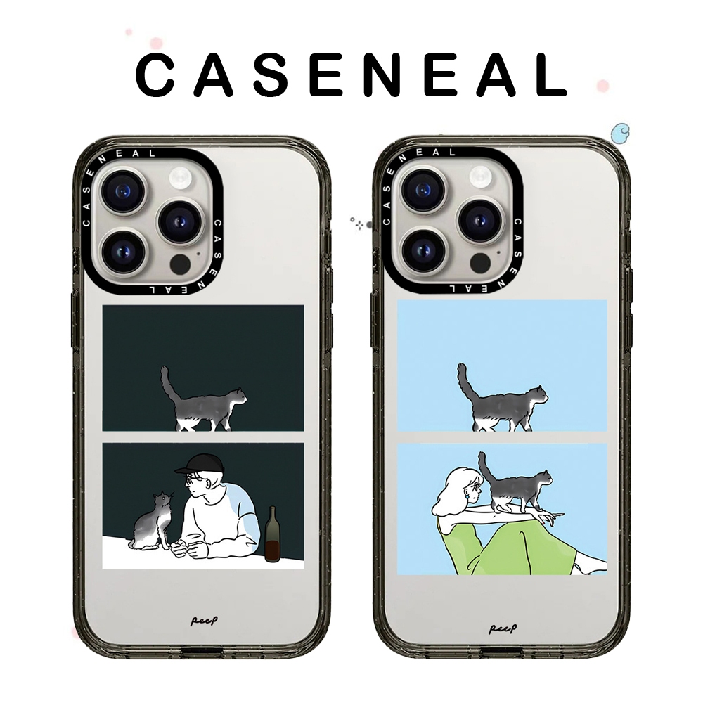 CASENEAL Cat boy girl เคสโทรศัพท์อะคริลิคคุณภาพสูงเหมาะสําหรับiPhone 17ProMax 17pro 17 air 16promax 16 15promax 15 14promax 13 13Promaxแฟชั่นAnti Drop Hard Case