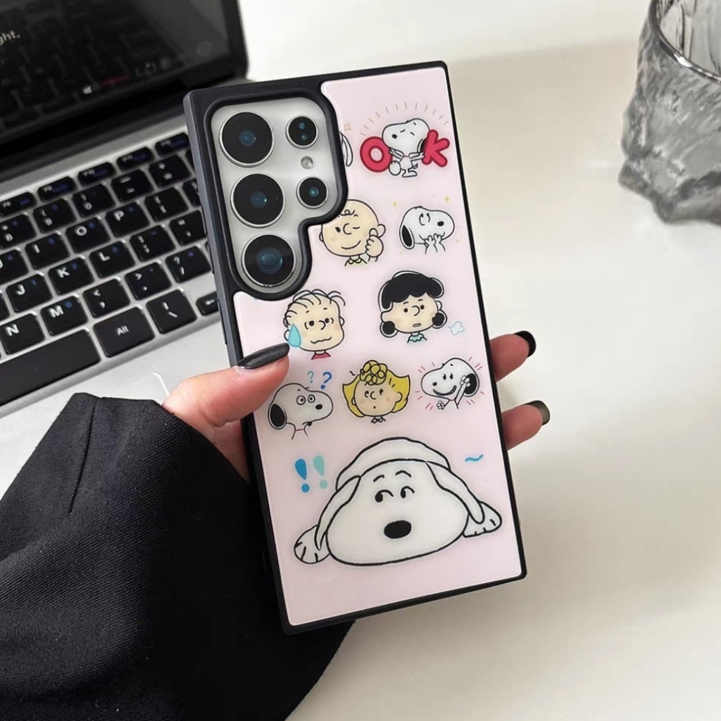 Snoopy สําหรับ Samsung S26Ultra ฝาครอบโทรศัพท์แม่เหล็ก S25Ultra S25 + ไร้สายชาร์จกันกระแทกสําหรับ Sa