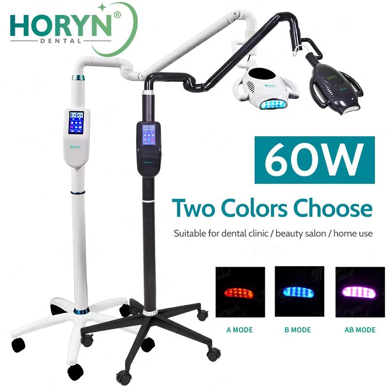 60วัตต์10 นํา ทันตกรรมสัมผัสจอแสดงผลหน้าจอฟันไวท์เทนนิ่งเครื่อง3สีเคลื่อนย้ายได้โคมไฟฟอกสีชั้นยืนล้อ