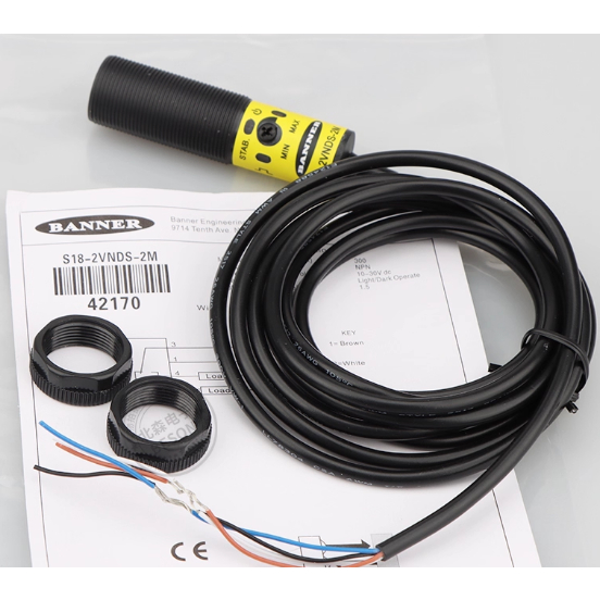 BANNER BANNER โฟโตอิเล็กทริคสวิตช์ S18-2VNDS-2M/S18-2VPDL-2M/2VNLV/VPFF Sensor