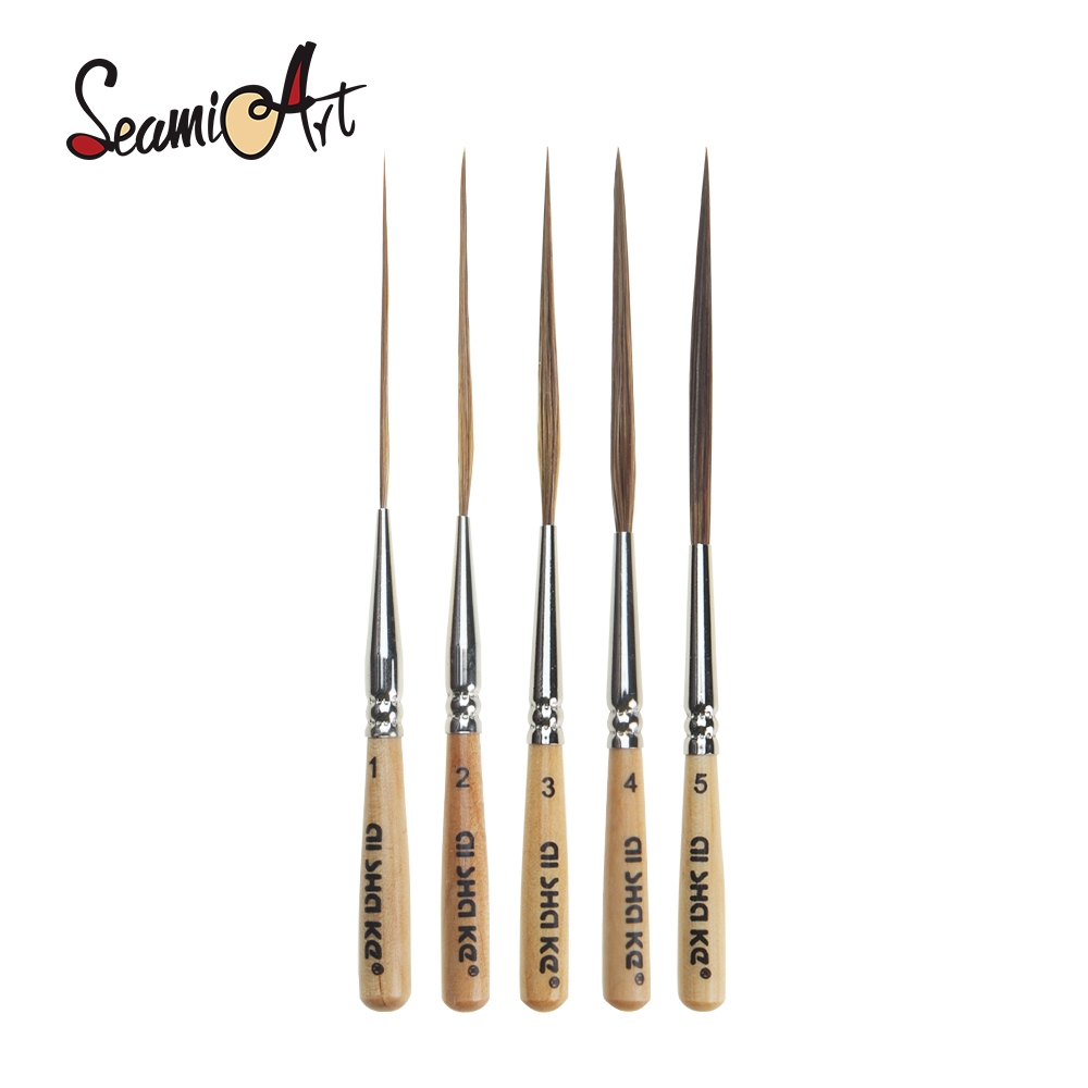 SeamiArt 5 ชิ้นชุดเคล็ดลับยาว Hook Line รายละเอียดจิตรกรรมแปรงสําหรับสีน้ําน้ํามันอะคริลิค Gouache สี