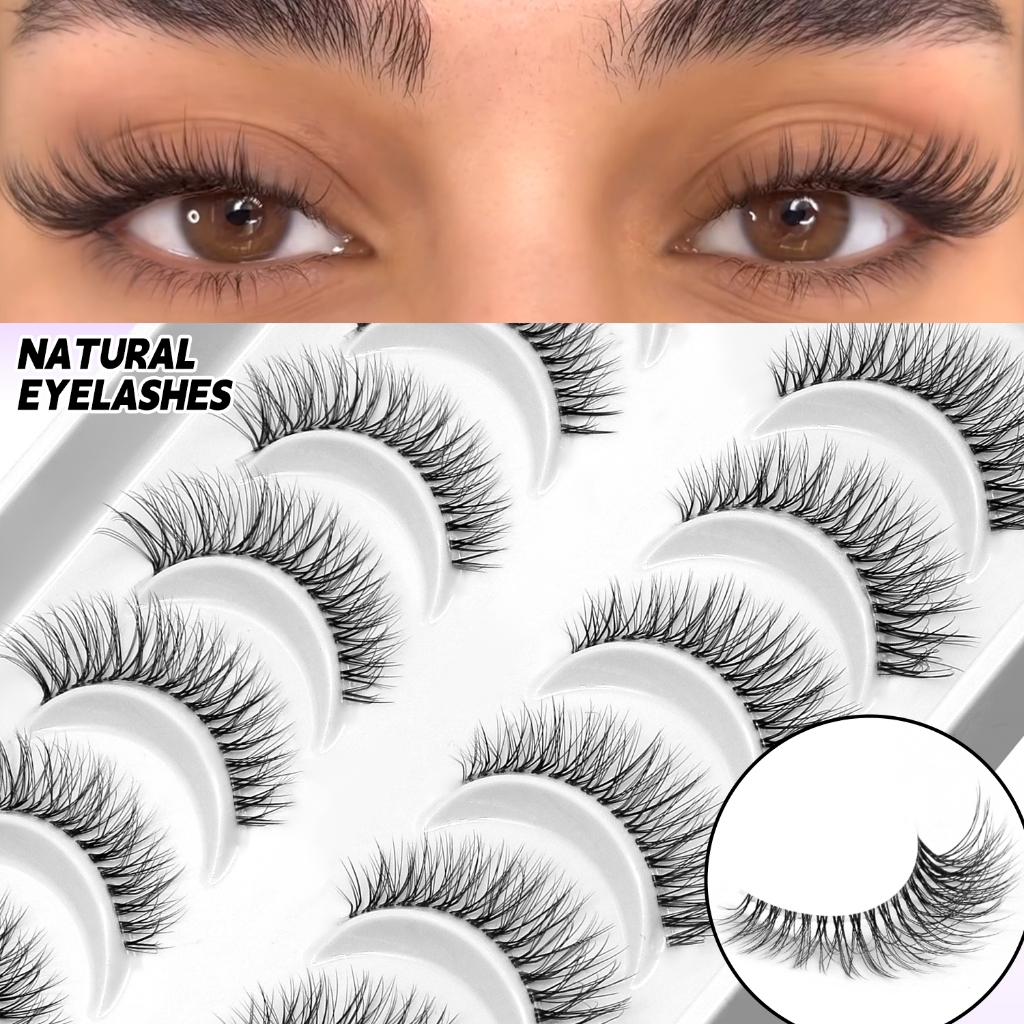 GROINNEYA ธรรมชาติ Lashes Cat Eye อะนิเมะ Lashes Thin Band Faux Mink Lashes น้ําหนักเบาคุณภาพสูง Las