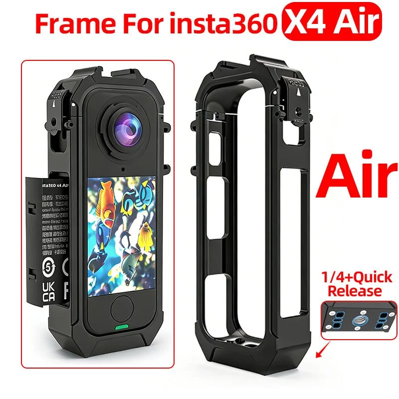 กรงพลาสติกปลดเร็วสำหรับ Insta360 X4 Air เคสกรอบป้องกันอเนกประสงค์พร้อมอุปกรณ์เสริมสำหรับติดกล้อง 360 องศาบนพีซี Plastic Frame Case
