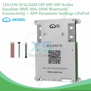 【JK BMS】jikong JK-B2A8S20P BMS 4-8S LFP LTP NMC JK bms 12V Bluetooth APP 100A-300A jikong พร้อมสวิตช์ LiFePO4 12V/24V 4-8S Active Balancing JK BMS 40A-200A กระแสไฟ เข้ากันได้กับรุ่น 32700/21700/18650 การจัดเก็บพลังงานเฉพาะ