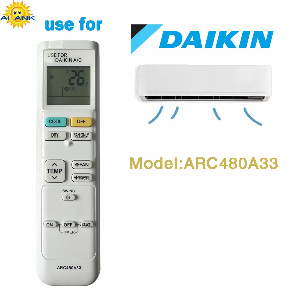 ALANK รีโมทคอนโทรล ใช้สําหรับเครื่องปรับอากาศ Daikin ARC480A33 พร้อมกันแน่นอนสามารถใช้งานได้