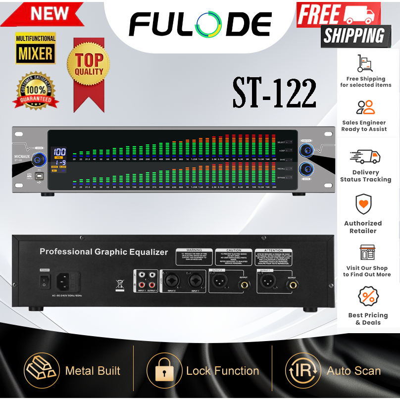 FULUODE ST-122 Professional 2U Dual-Channel Graphical Equalizer เพลง EQ Studio Equalizer พร้อม PC Tu