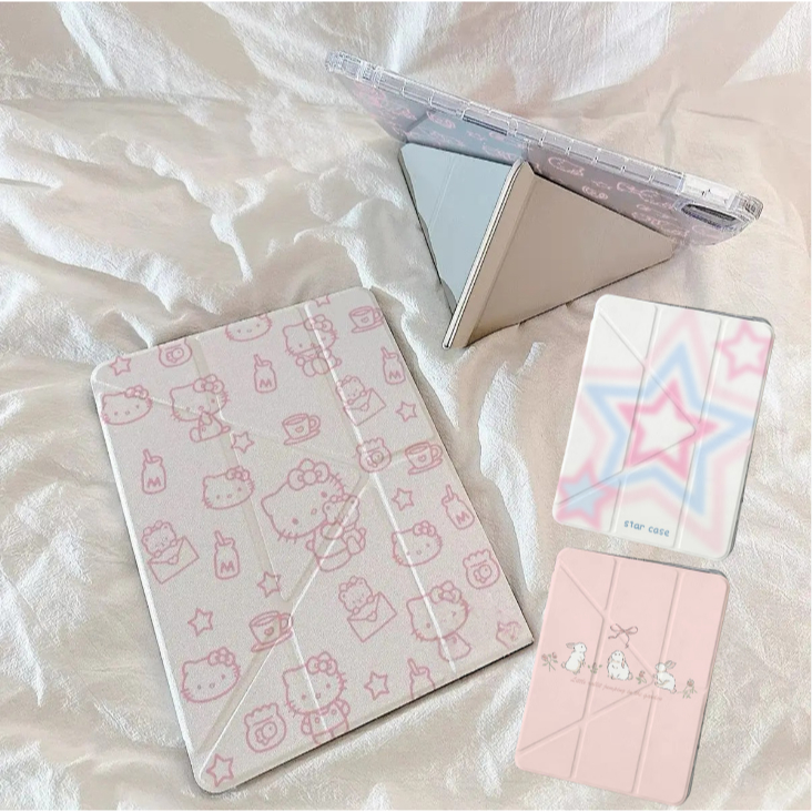 SAMSUNG สําหรับSamsung TabกรณีS10 S9 S8 S7 FE A9 Plus A8 A7 S6 Liteแท็บเล็ตการ์ตูนHello Kittyอะคริลิ