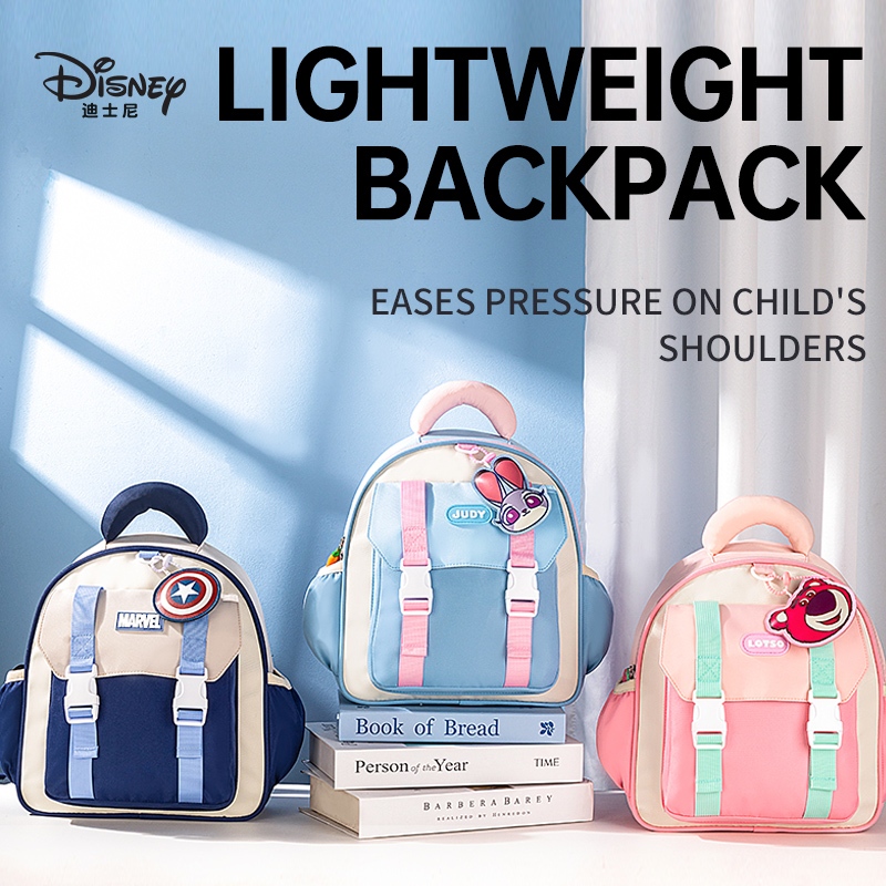 Disney กระเป๋าเป้สะพายหลังสำหรับเด็ก ออกแบบจากอนุบาล การ์ตูน น้ำหนักเบาที่มีระบบระบายอากาศดี เหมาะสมทั้งชายและหญิง
