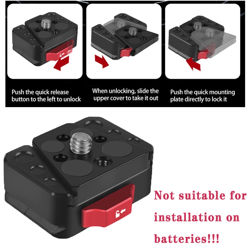 Xt-xinte Monitor Quick Release Clamp Plate V Mount 1/4 นิ้วสกรู Monitor วงเล็บคงที่สําหรับกล้อง SLR ขาตั้งกล้อง Ball Head Monitor ไฟ LED