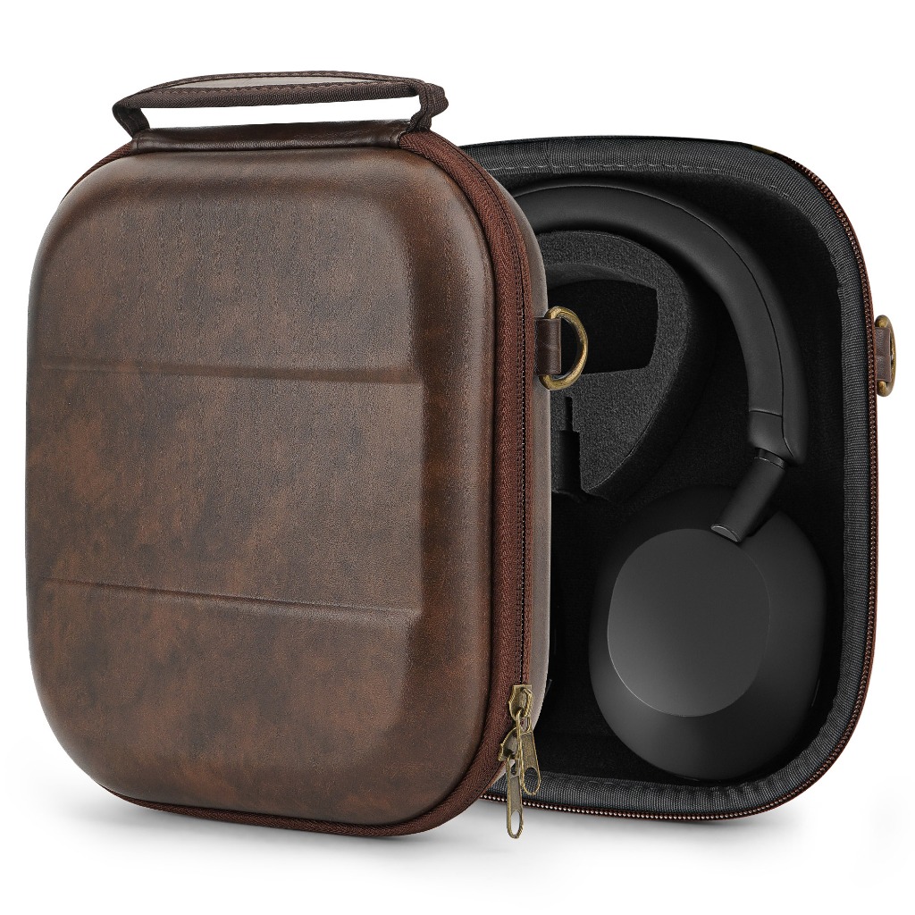 เคสหูฟัง Geekria เข้ากันได้กับ Sony WH-1000XM5, QC Ultra 2, Skullcandy Crusher ANC 2 และอื่นๆ, กระเป๋าถือเปลือกแข็ง (สีน้ําตาล)