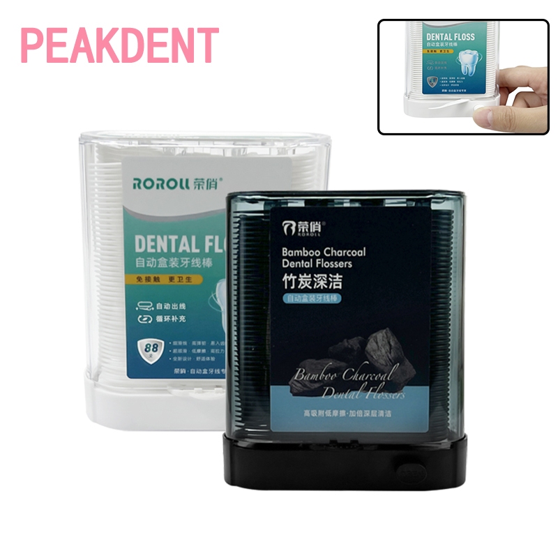 88 ชิ้น/กล่องถ่านไม้ไผ่ไม่มีกลิ่นไหมขัดฟัน Picks Pop-Up Flosser อัตโนมัติทนทานปลอดภัยคอนเทนเนอร์สําห