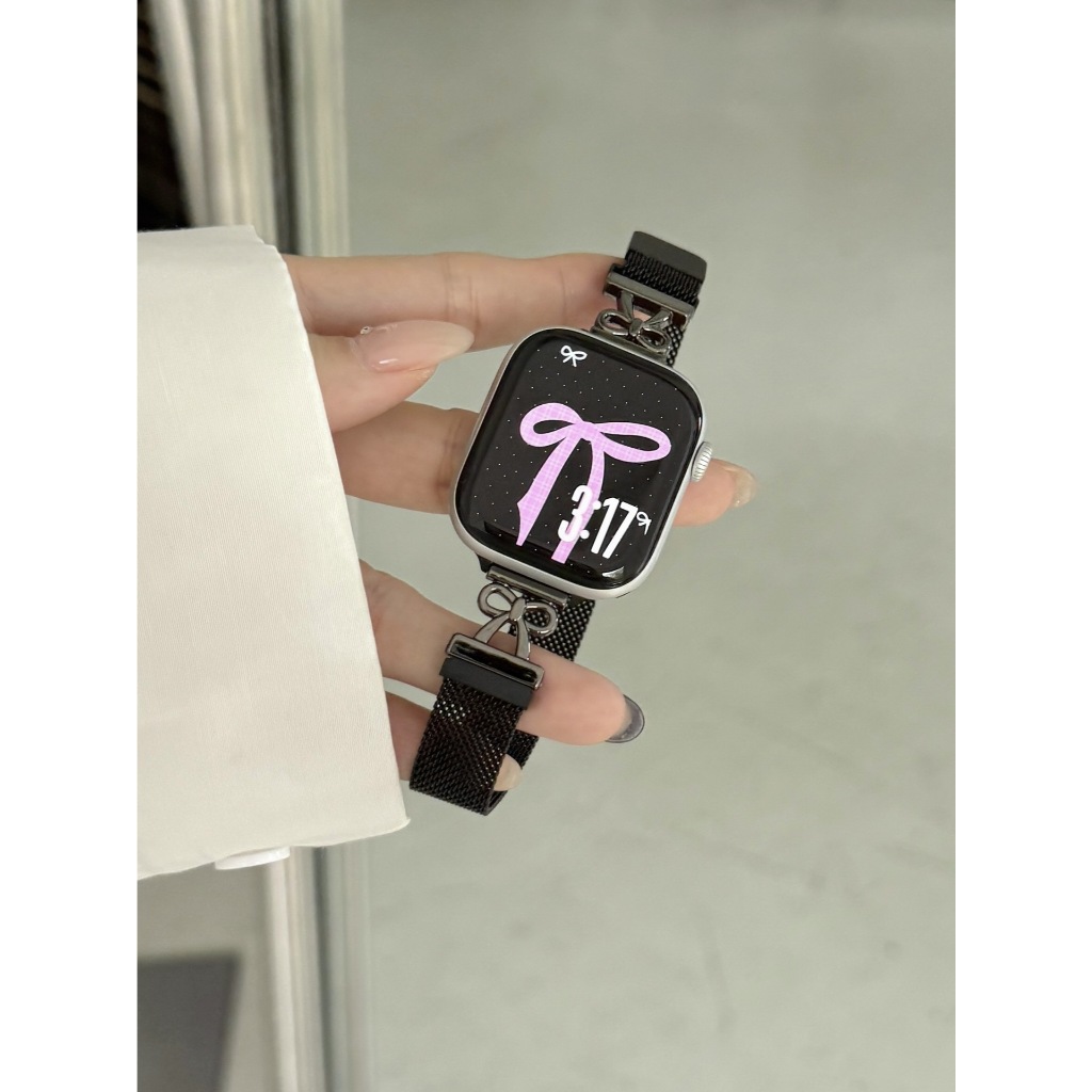 โบว์โลหะสําหรับ Apple Watch band ผู้หญิง Series 11/10/9/8/7/6/5/4/3/2/1 SE ขนาด 38/40/41/42/44/45/46/49 มม.