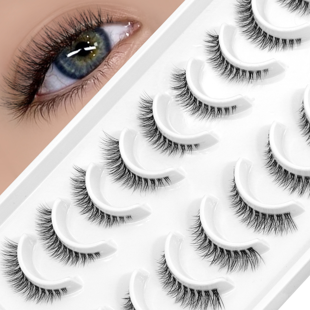 GROINNEYA Natural Lashes อะนิเมะ Cat Eye Lashes Soft Feathered Lashes สบายทุกวัน Lashes Extension แต