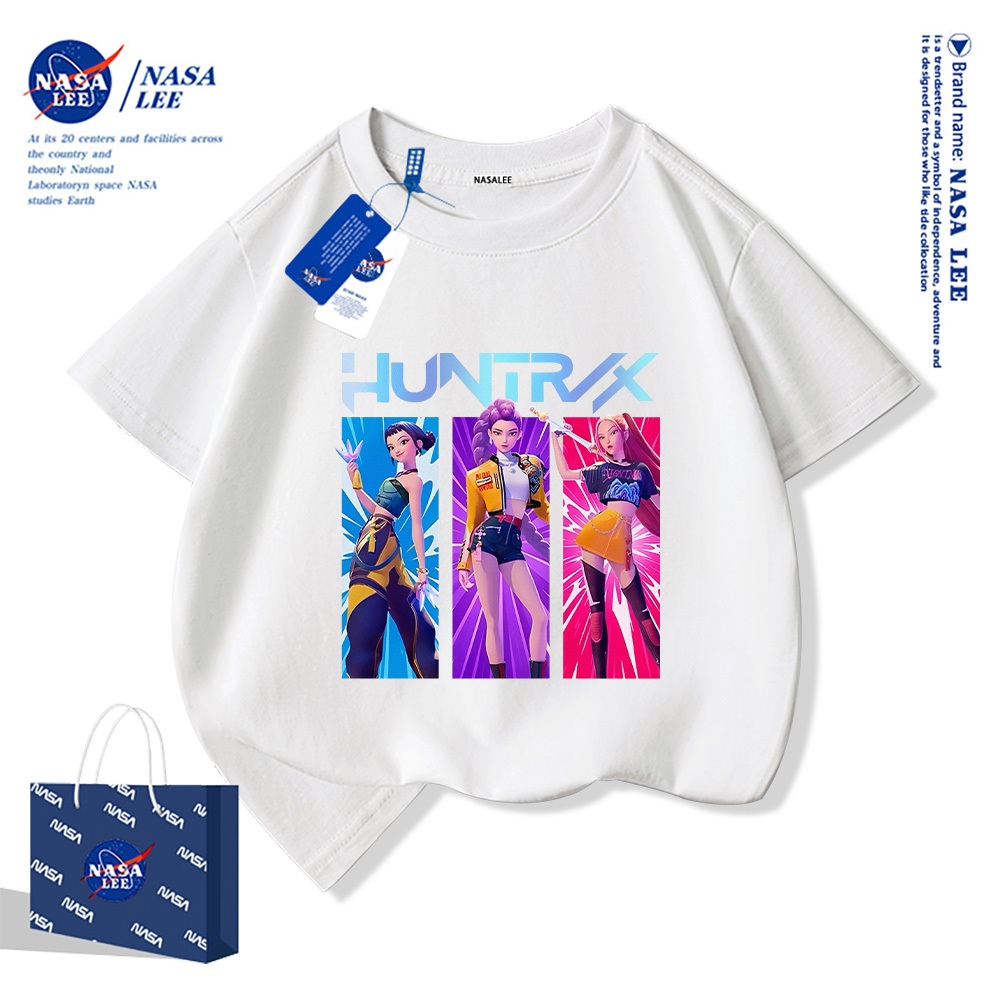 【จัดส่งวันเดียวกัน】เสื้อยืดผ้าฝ้ายเด็ก ลายทีมล่าปีศาจออกแบบโดย NASA ใส่ได้ทั้งเด็กผู้ชายและเด็กผู้หญิง สวมใส่สบาย ระบายอากาศได้ดี