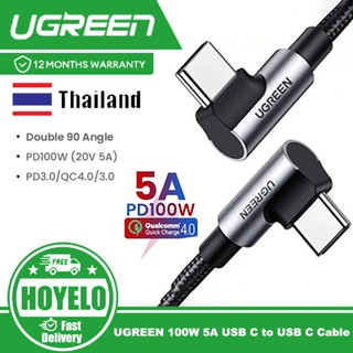 UGREEN 100W 5A สาย USB C ถึง USB C มุมขวา PD Fast Charge Typ…