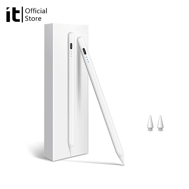 [it]ปากกาสไตลัสสําหรับ iPad 12th-6th Generation Active Pencil เข้ากันได้กับ 2018-2025 สําหรับ iPad Pro 11"/12.9"/M4, สําหรับ iPad Air 3/4/5/M2/M3, Gen-White
