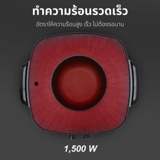 OXYGEN เตาย่างสุกี้ชาบู รุ่น KW-302 เคลือบ Non-Stick ฝาแก้วทนความร้อน กำลังไฟ 1500 วัตต์ มี มอก. 1 ปี