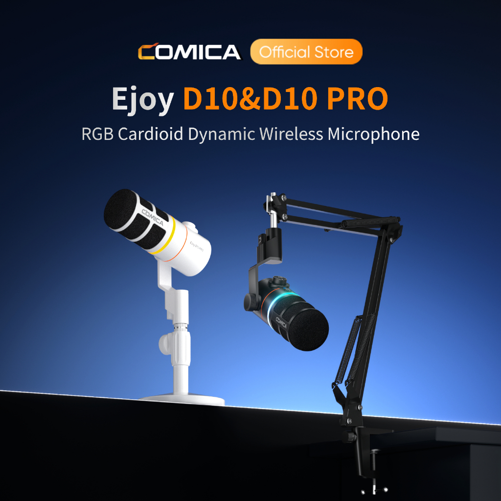 COMICA Ejoy D10 PRO RGB Cardioid ไมโครโฟนไร้สายแบบไดนามิก, ไมโครโฟน USB พร้อมเอาต์พุต XLR/USB-C Digi