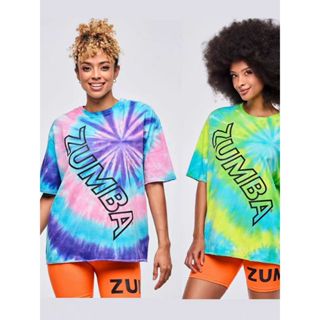 เสื้อยืด ZUMBA แขนสั้น tie-dye ผ้าฝ้ายโพลีเอสเตอร์ สวมใส่ง่า…