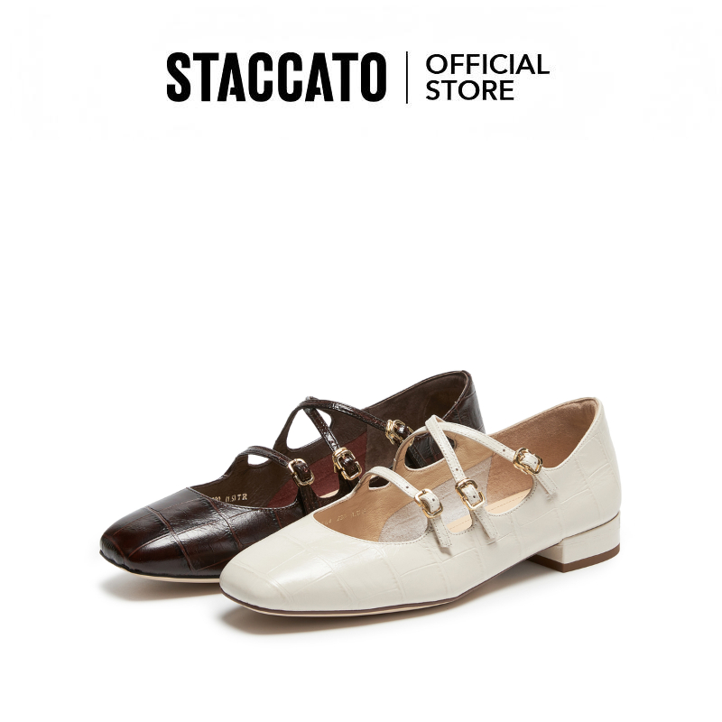 <Stella Trio> Staccato Mary Jane Low Heel Pumps รองเท้าแมรี่เจน ส้นเตี้ย หัวสี่เหลี่ยม EUE04
