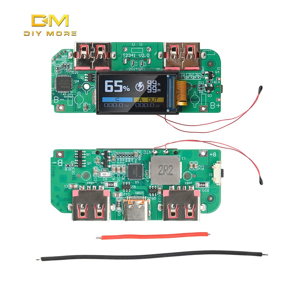 โมดูลชาร์จเร็ว DIYMORE 22.5W, โมดูลพาวเวอร์แบงค์ DIY, เมนบอร์ดแบตเตอรี่ลิเธียม Ternary 3.7V, จอแสดงผลดิจิตอลหน้าจอสี TFT ขนาด 0.96 นิ้ว, รองรับ PD/QC/SCP/VOOC