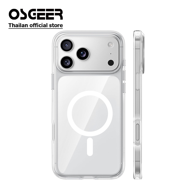 OSGEER สําหรับ iPhone 17 air 11/12/13/14/15/16 16e Pro เคสแม่เหล็กกันกระแทกเกรดทหารป้องกันสีเหลือง Slim โปร่งใสพร้อมถุงลมนิรภัยเคสโทรศัพท์ป้องกัน