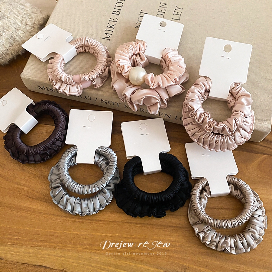 DREJEW สครัชชี ซาตินเพิร์ล มินIMALIST เครื่องประดับเส้นผมสำหรับทุกวัน