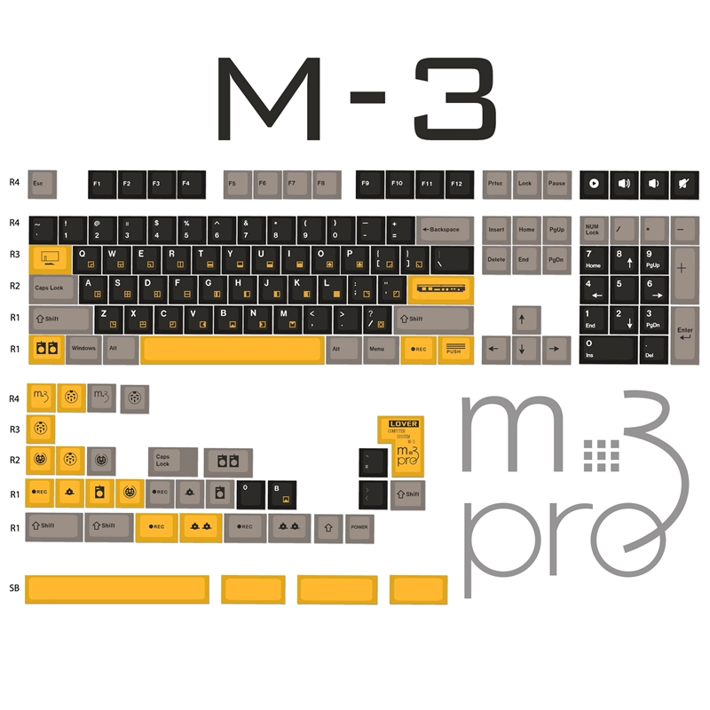 Keycap เฉพาะM-3 Pro Keycaps 143 คีย์โปรไฟล์เชอร์รี่ PBT ระเหิดห้าด้านสําหรับ Cherry MX Switch คีย์บอ
