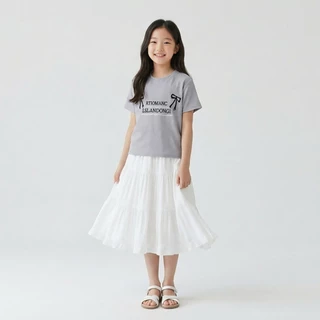 B&R Kids【ชุดแฟชั่นเด็กผู้หญิง】ส่งจากไทย เสื้อทีแขนสั้นลายน่ารักเด็ก กระโปรงสีขาว สไตล์เกาหลี ใหม่ล่าสุด ผ้านุ่ม