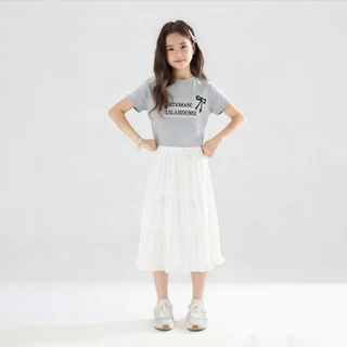B&R Kids【ชุดแฟชั่นเด็กผู้หญิง】ส่งจากไทย เสื้อทีแขนสั้นลายน่ารักเด็ก กระโปรงสีขาว สไตล์เกาหลี ใหม่ล่าสุด ผ้านุ่ม