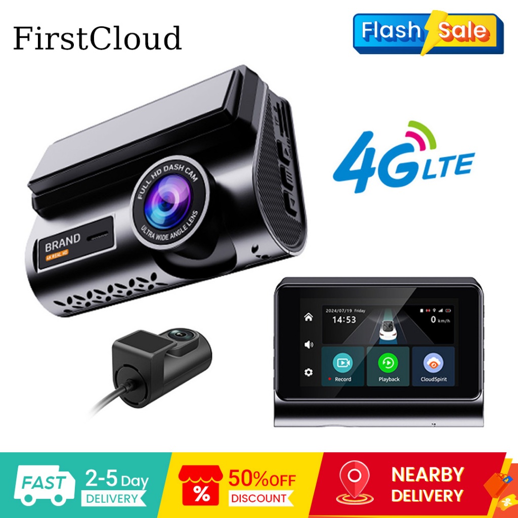 FirstCloud P85 สมาร์ท Linux GPS Dash กล้อง 4G LTE 2K + 720P HD Dual เลนส์ WIFI Two Ways Talk G-Sensor