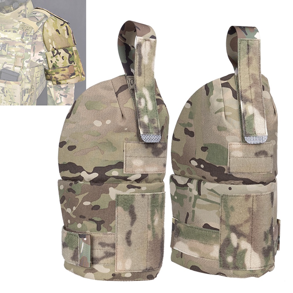 1 คู่ยุทธวิธี Bicep Protector ตาข่ายสบายการล่าสัตว์แผ่น Carrier ไหล่เกราะปรับอุปกรณ์เสริมป้องกัน