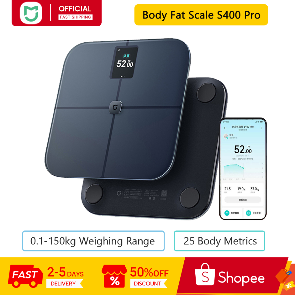 Xiaomi Mijia Body Fat Scale S400 Pro, 25 Body Metrics, การเชื่อมต่อ BT, การเชื่อมต่ออัจฉริยะ, เครื่อ