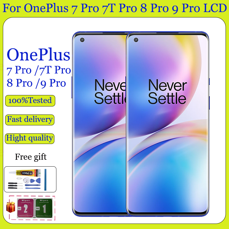 Original AMOLED สําหรับ OnePlus 7 Pro 7T Pro 8 Pro 9 Pro จอแสดงผล LCD หน้าจอสัมผัสเปลี่ยน