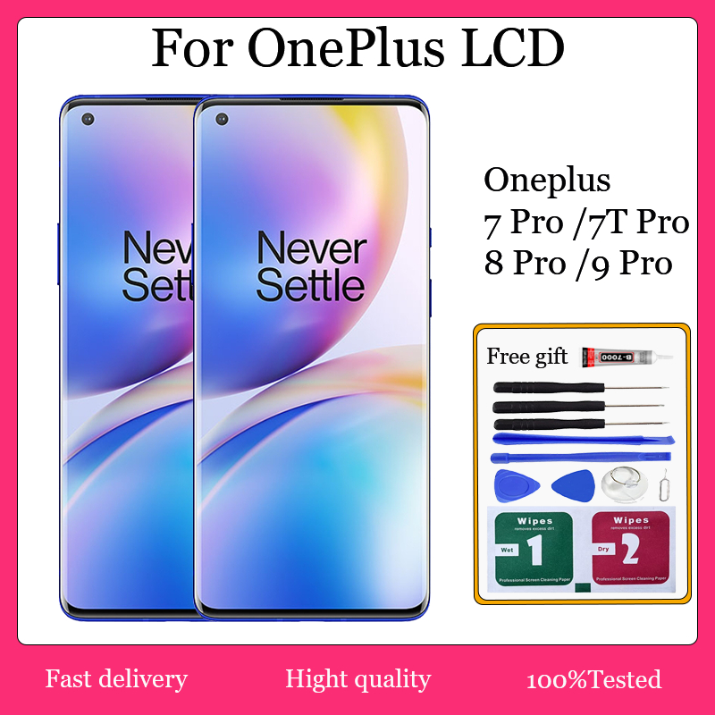 Original AMOLED สําหรับ OnePlus 7 Pro 7T Pro 8 Pro 9 Pro จอแสดงผล LCD หน้าจอสัมผัสเปลี่ยน