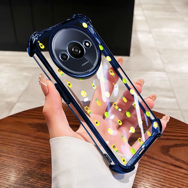 YBD เคสโทรศัพท์สําหรับ Redmi A3 A3X 4G Xiaomi POCO C61 ดอกไม้สดสับปะรดสไตล์ INS