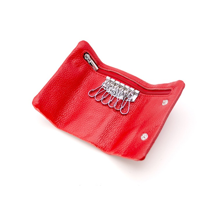 GENODERN กระเป๋าหนังCowhide_tri-fold สำหรับเก็บกุญแจและเหรียญ_zippered