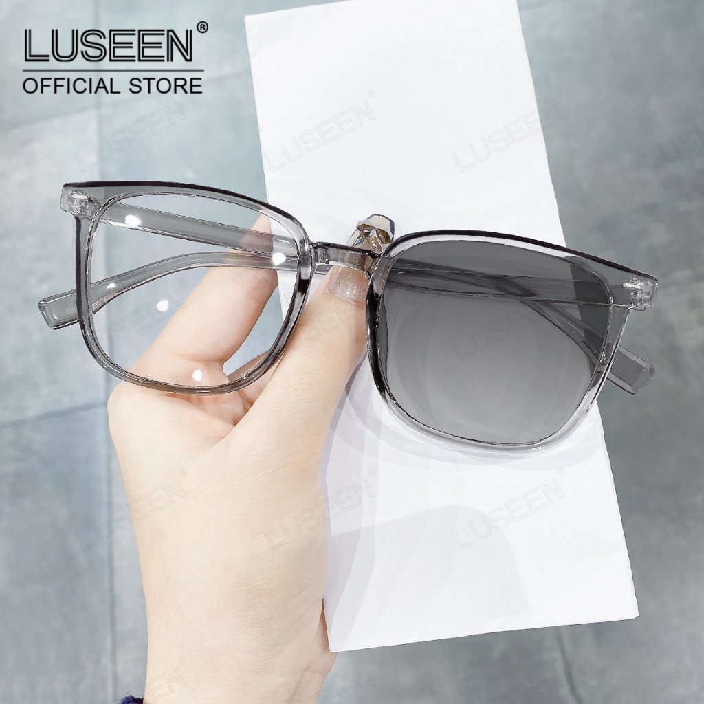 LUSEEN แว่นตากรองรังสี และเปลี่ยนสีได้ ทรงเหลี่ยม สำหรับผู้ชายและผู้หญิง แฟชั่น AG2279
