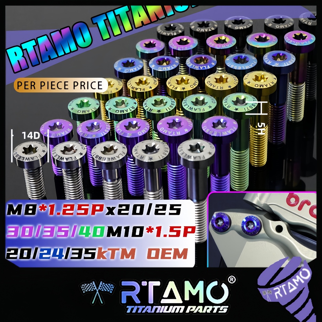 RTAMO Titanium Gr5 M8(No.12)x20-50 14D M10x20 24 35 16D T40 KTM OEM Head