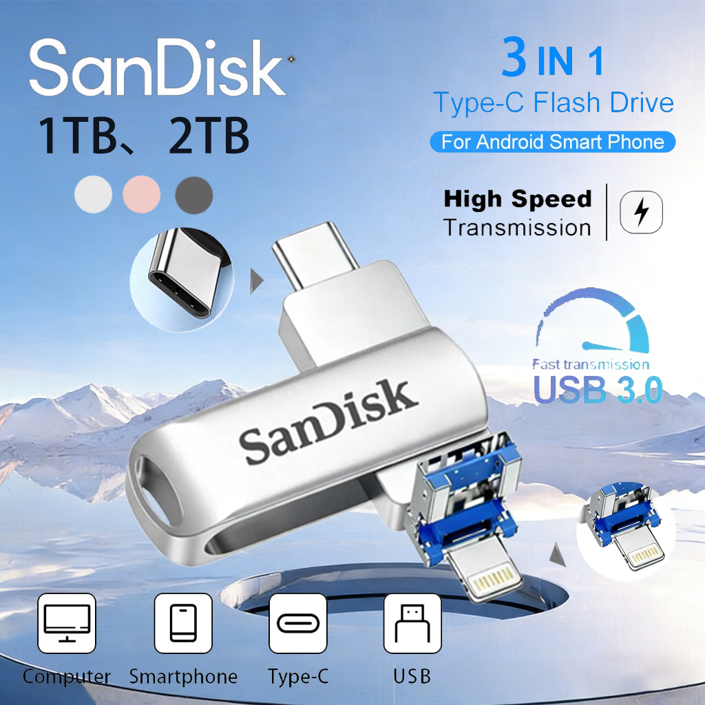 Type-C 2 in 1San/Disk โทรศัพท์มือถือ U DiskFlash Drive Dual Drive Flash Memory USB 3.0 ความเร็วสูง M