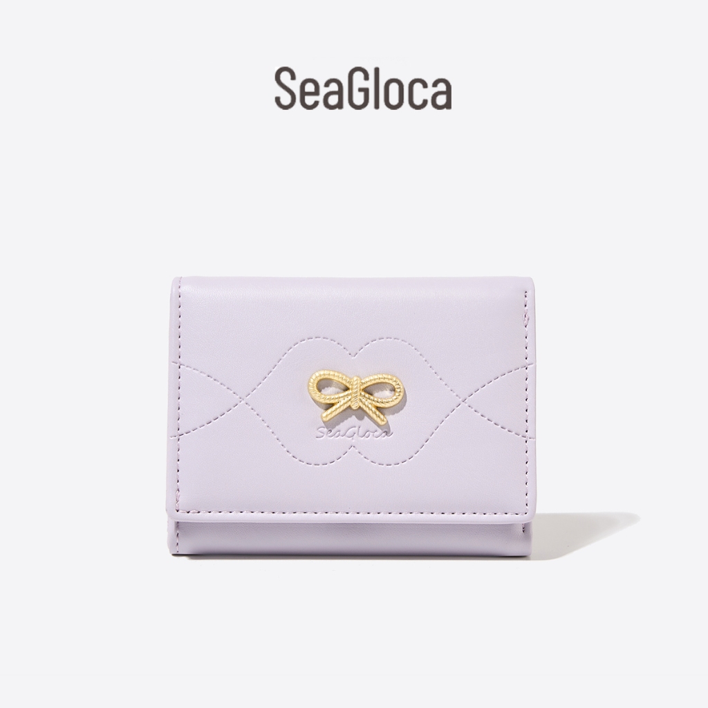 Seagloca กระเป๋าสตางค์ใบสั้น ประดับโบว์ สวยหรู แฟชั่นใหม่ สําหรับผู้หญิง No 1802